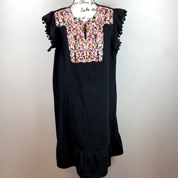Floral Embroidered Pom Pom Sleeve Shift Dress NEW! - Picture 8 of 12